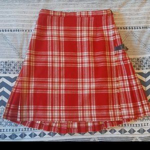 Vintage 70's Wool Plaid Pleated Glen Avon Wrap Up Tartan Skirt Size 26